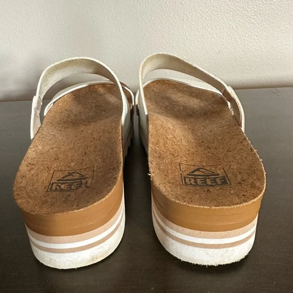 Reef Women's White and Tan Slide Sandals Size 8 - Picture 3 of 12